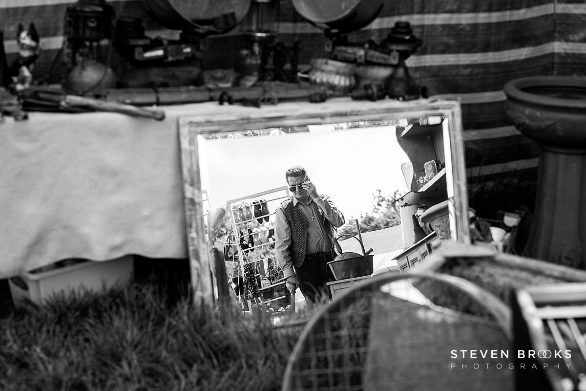 Britain Does Vintage Stody Lodge Norfolk photographer steven brooks photographs Britain Does Vintage at Stody Lodge man reflected in mirror