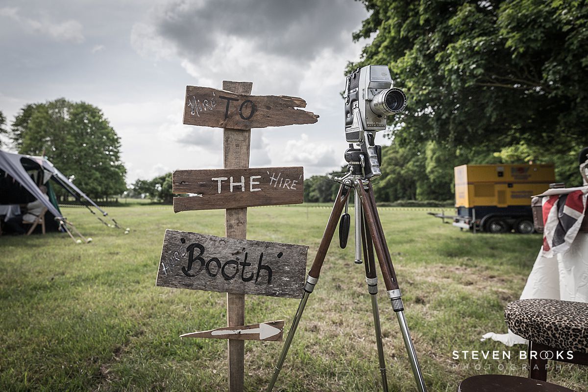 Britain Does Vintage Stody Lodge Norfolk photographer steven brooks photographs signage and cine camera at Britain Does Vintage in Noirfolk